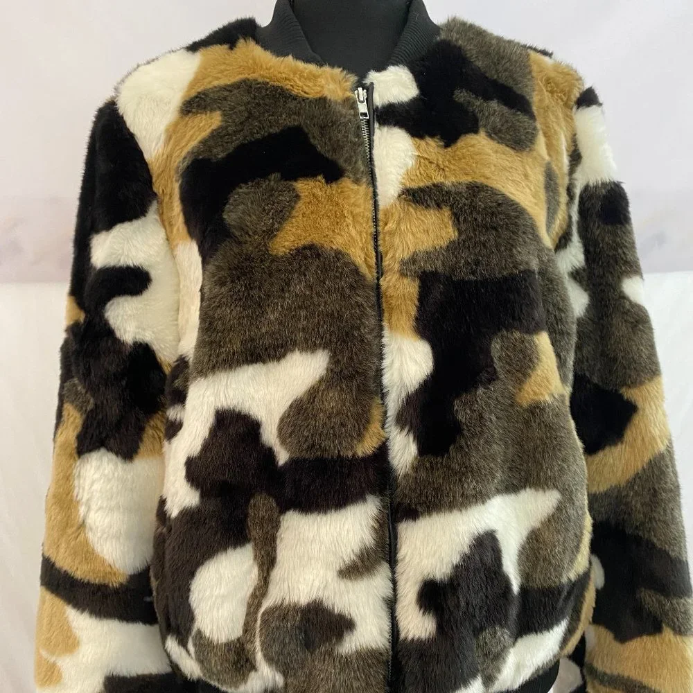 Bagatelle Multicolor Faux Fur Lined Jacket NWOT Women's Size Large - Picture 10 of 16